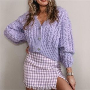Zara Chunky Cable Knit Cardigan with Jewel Button